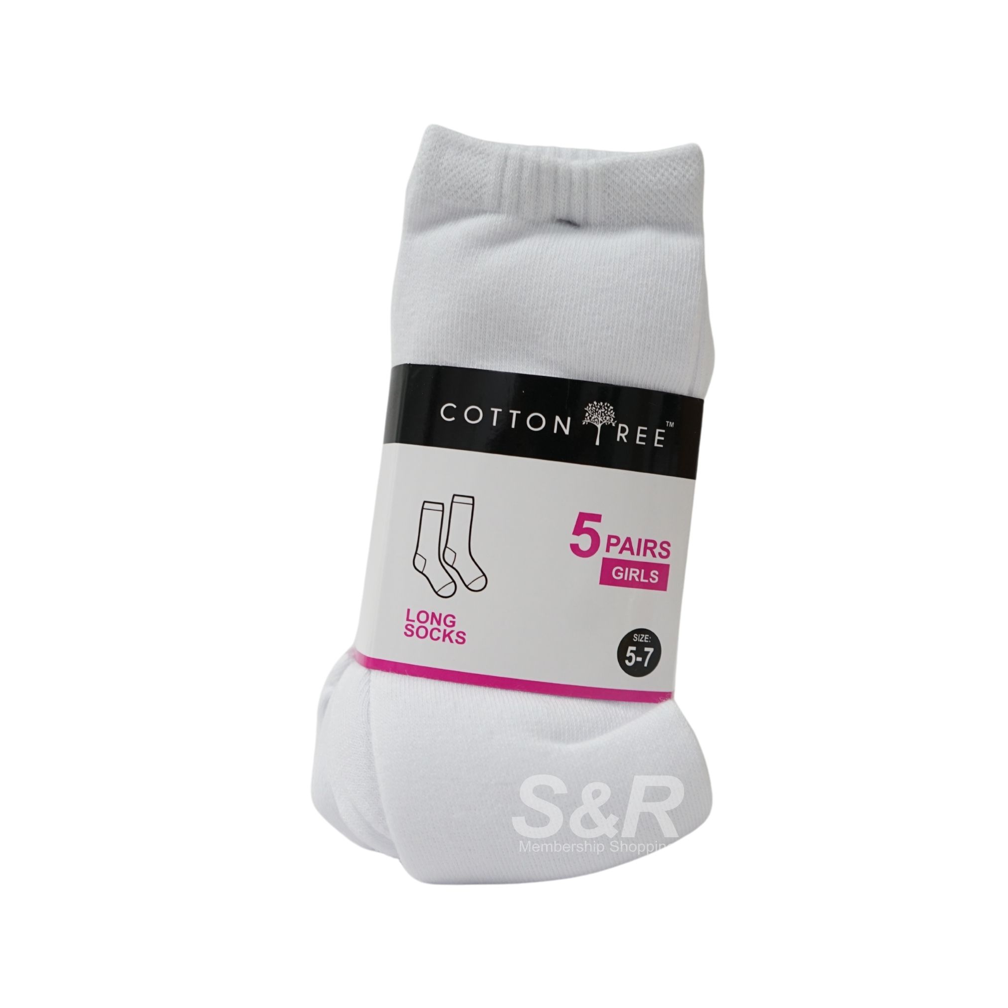 Cotton Tree Long Socks for Girls Size 5-7 5pairs